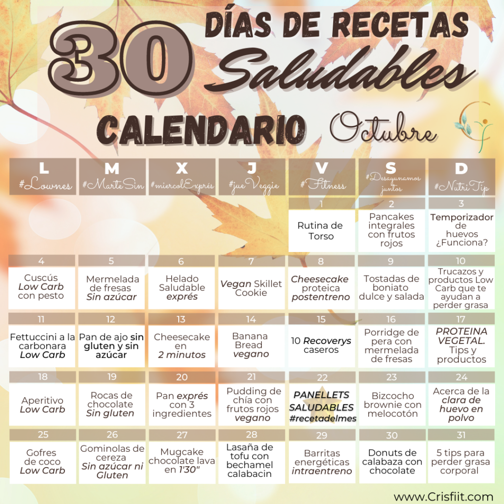 Calendario mensual saludable