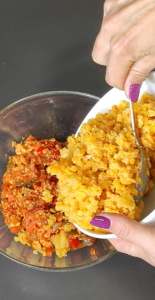 Pasta con boloñesa de lentejas rojas