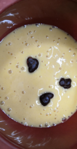 Flan de calabaza con nibs de cacao